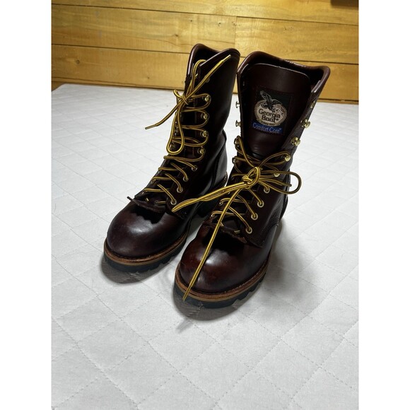 Vintage Georgia Boot Red Leather Logger Work Boots Men’s SZ 7M GB9159 main image 5